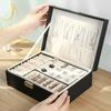 Double Jewelry Box Large Capacity Leather Jewelry Storage Box with Lock Earrings Jewelry Ring Necklace Bracelet Storage Box