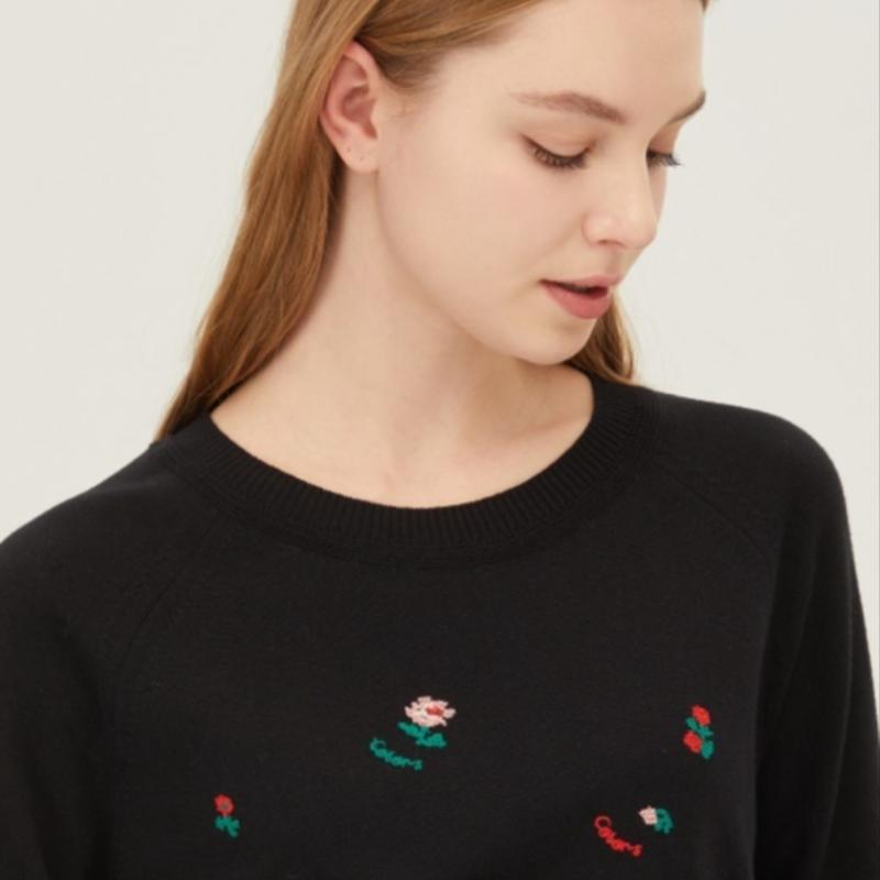 Benetton Вязаный свитер с вышитыми цветами Bakp18411