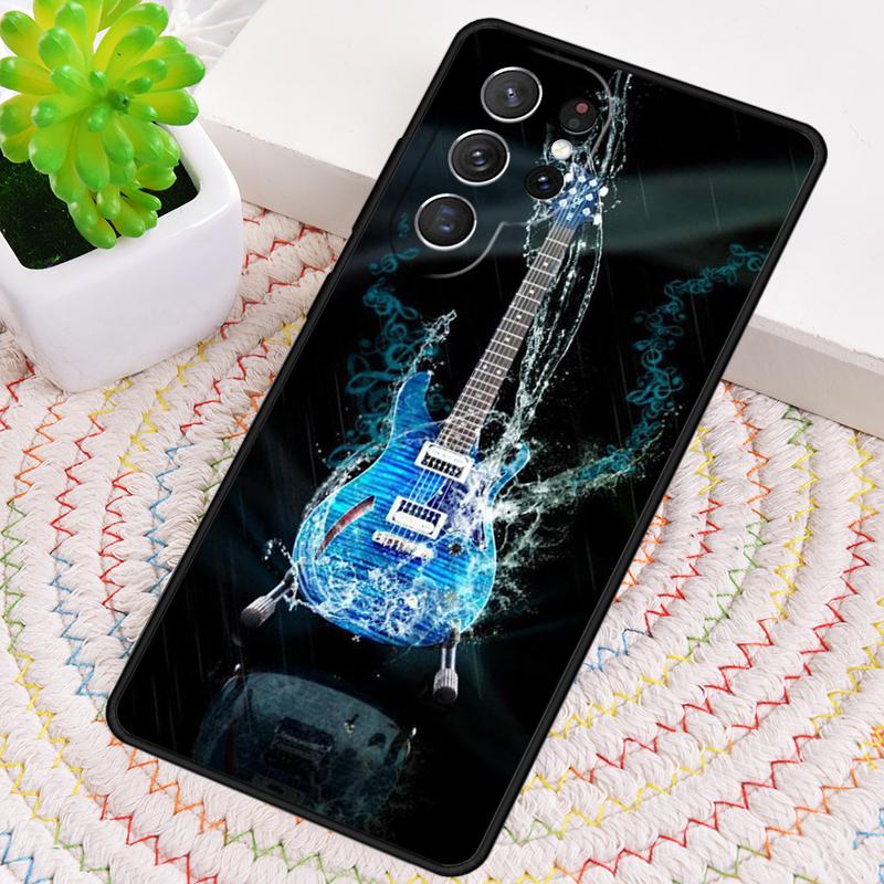 Music Flames Bass Guitar Silicone Phone Case For Samsung Galaxy note 10 pro S26 S25 S24 S23 S22 S21 Plus S25Ultra Capa Cover