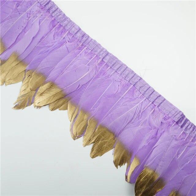 2 метра золотые, серебряные гусиные перья, отделка на ленте, бахрома, лента, гусиное перо для поделок, золотые аксессуары для рукоделия, украшение