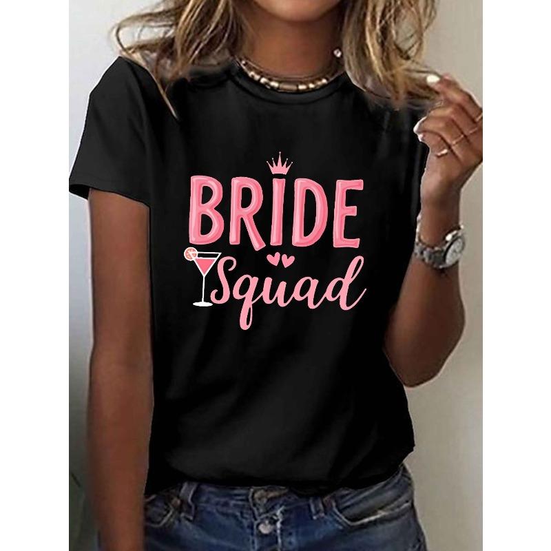 Женская футболка BRIDE Squad Повседневная с круглым вырезом с коротким рукавом Весна Лето Топ