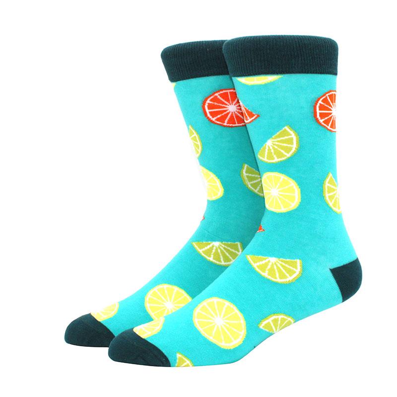 1 пара забавных мужских носков с рисунком фруктов, бананов, фламинго, лимонов, яиц, ленивцев, пиццы, счастливых носков для скейтбординга в стиле Харадзюку