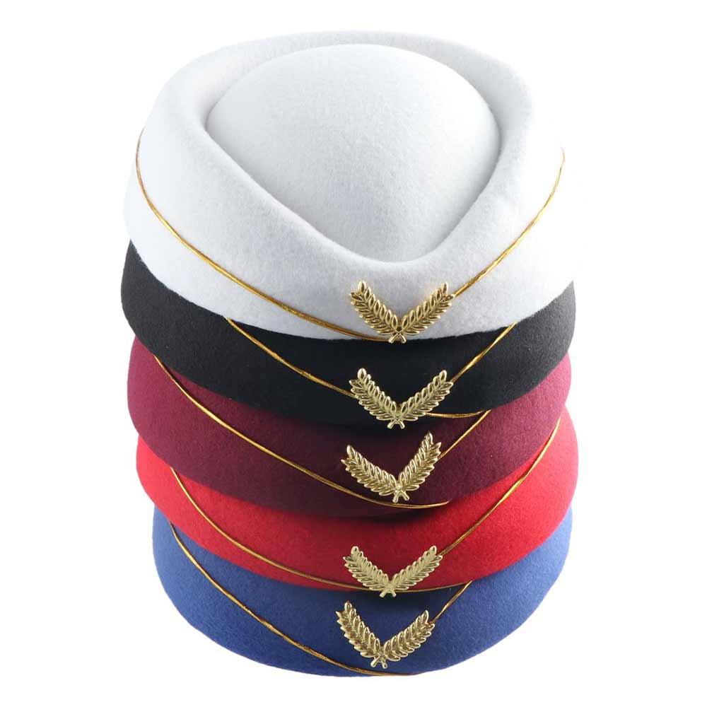 Железнодорожные шапки Шерстяные береты для стюардесс Шапки для униформы авиалиний Шапки для стюардесс Фетровые шапочки