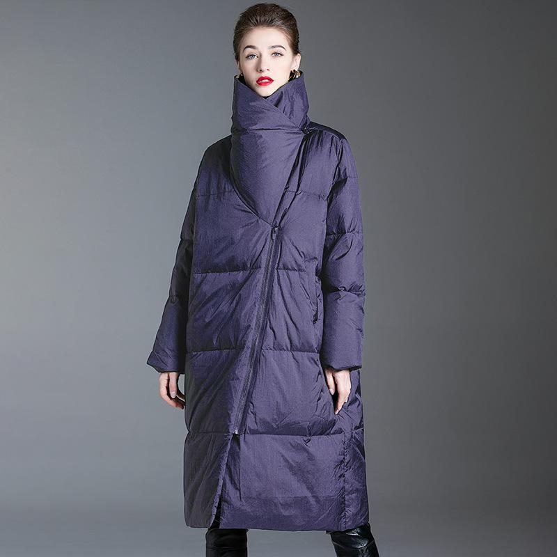 Autumn and winter new down jackets for women's long high-necked straight thin warm jackets thickened white duck down thickened for women