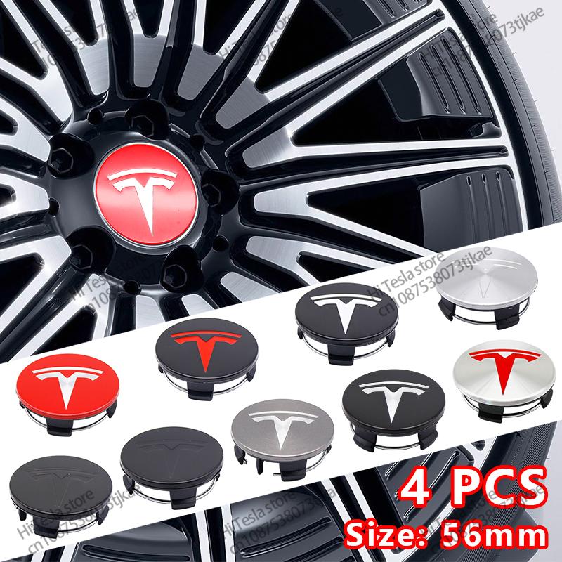 ahsgp6 56mm 4 Piece Wheel Tire Center Cap Logo for Tesla Original Hub Caps Model3 Model Y Model S X High Quality Auto Accessories