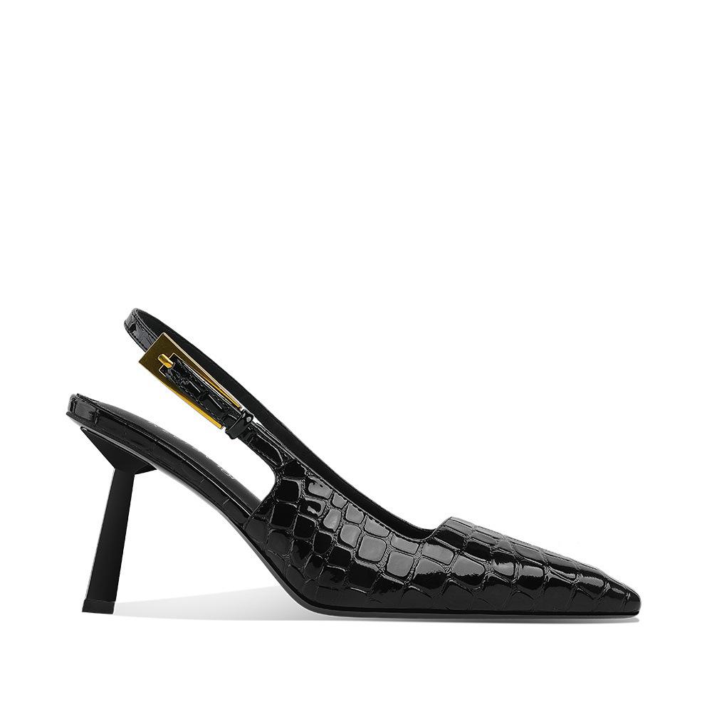 Элегантные босоножки на шпильке с квадратным носком и пряжкой из одного слова 2024 года — универсальный, высококачественный дизайн