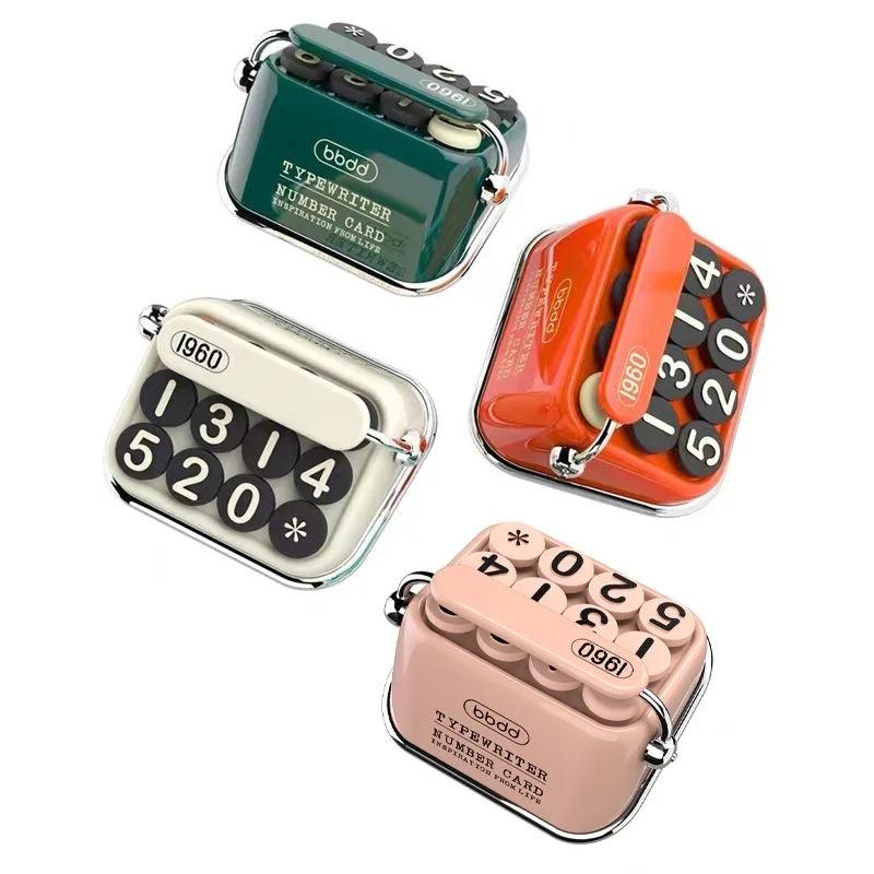 Creative Temporary Parking Card Retro Typewriter Hidable Temporary Auto Stop Phone Number Display Car Interior Decor
