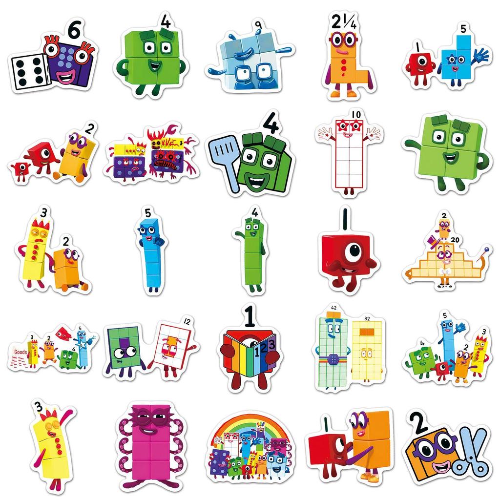 50 обучающих анимационных наклеек Numberblocks для чехлов телефонов и канцелярских принадлежностей