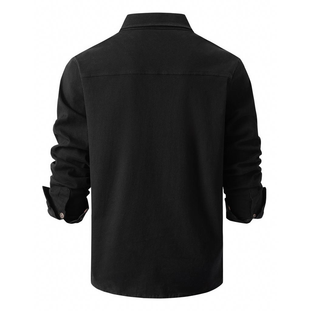 Camel Spring and Autumn New Embroidered European Size Shirt Men's Washed Elastic Pure Cotton Leisure Fashion Business Men's Long Sleeved Shirt