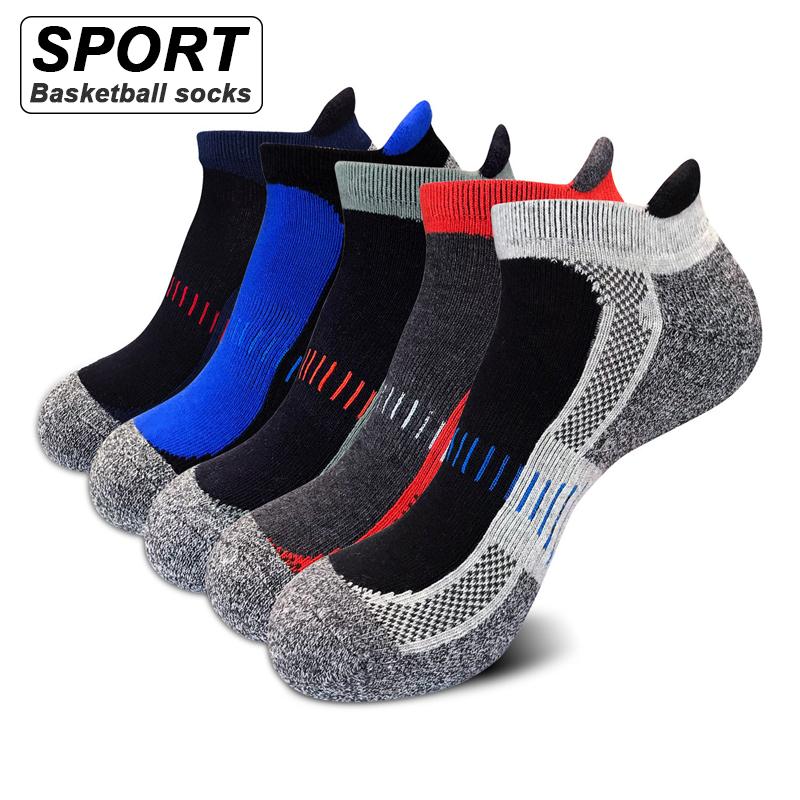 5 пар новых мужских носков, толстые спортивные хлопчатобумажные носки на осень-зиму, мужские уличные баскетбольные носки высокого качества