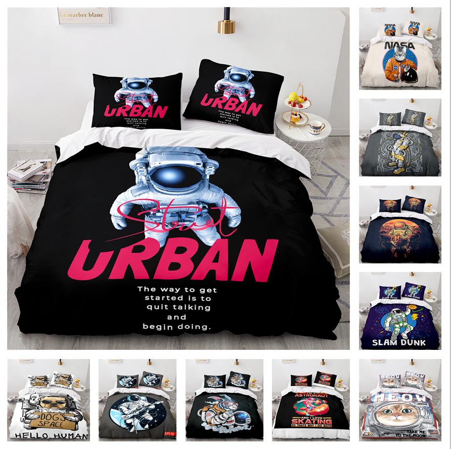 Комплект постельного белья 3D Space Series, пуховое одеяло и наволочка с космонавтом, 2/3 предмета, мягкое и быстросохнущее украшение для дома для детских комнат