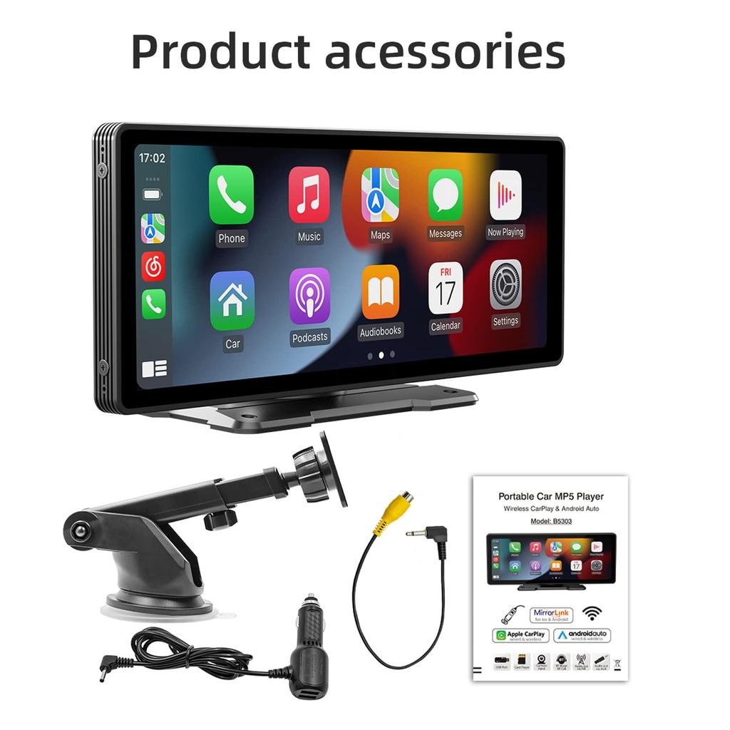 Inch Car Touch Screen Wireless Carplayer Android Auto Car Portable Radio Bluetooth MP5 Mirror Link FM Transmitter AUX Output USB TF 9.3