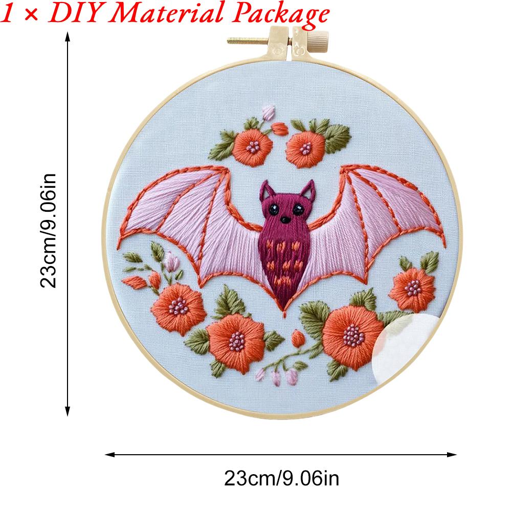 Halloween Embroidery Starter Kit Ghost & Gothic Stamped Cross Stitch Kits with Pattern & Embroidery Hoops for Adults & Beginners