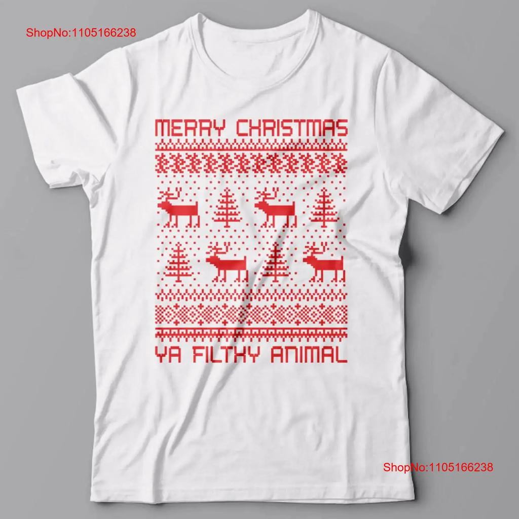 Funny Christmas T Shirt Merry Ya Filthy Animal Ugly Xmas Sweater Vintage Washed Fashion Comfortable Streetwear Homme Casual