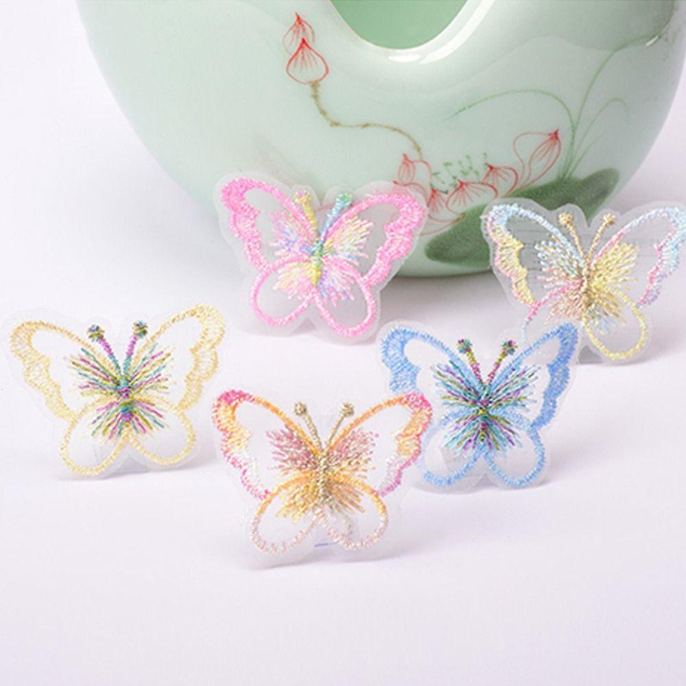 20Pcs Single Layer Golden Thread Butterfly Appliques Bridal Hair Accessories