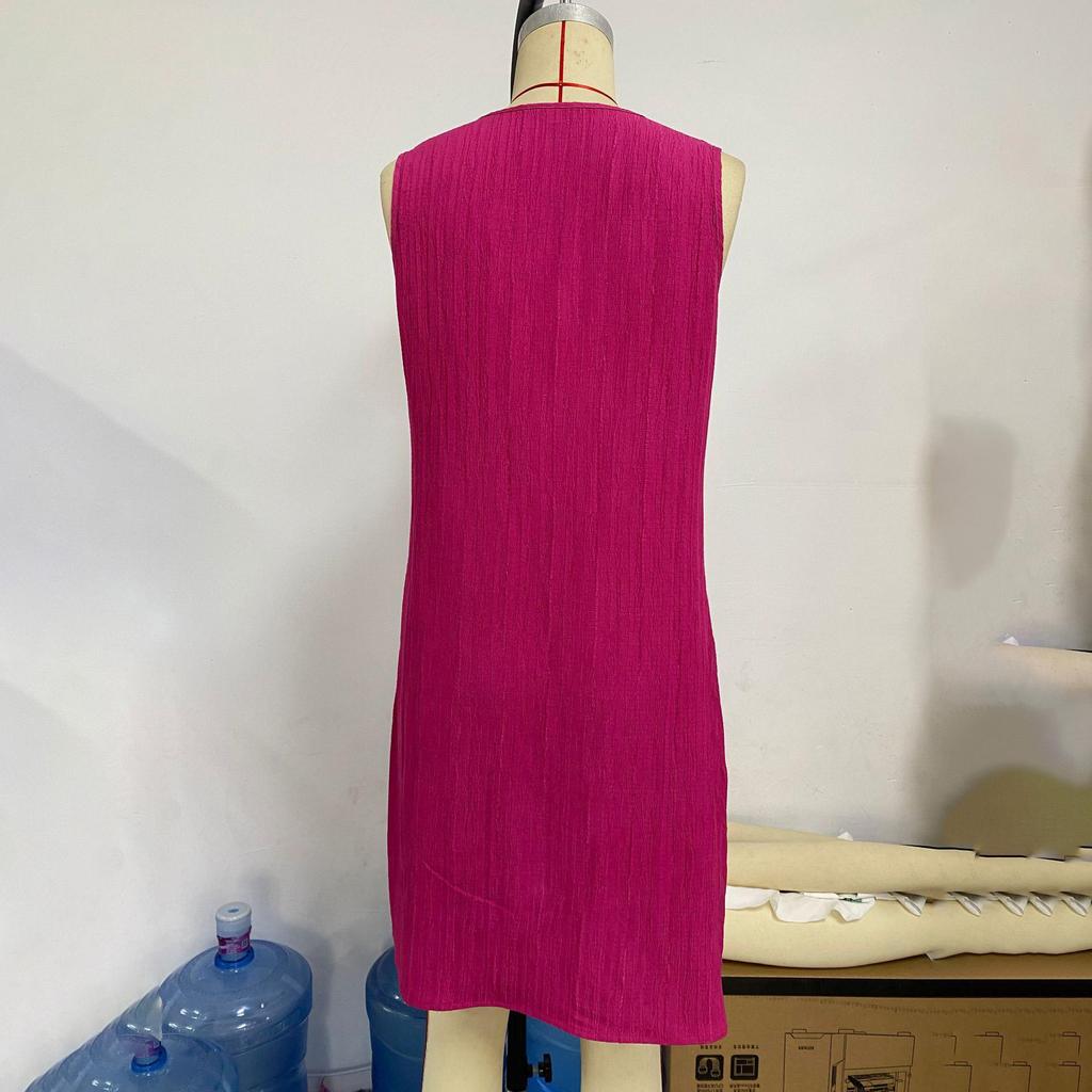 Весна-лето Женские облегающие короткие платья без рукавов с V-образным вырезом и высокой талией, однотонные платья средней длины с жилеткой S-XL