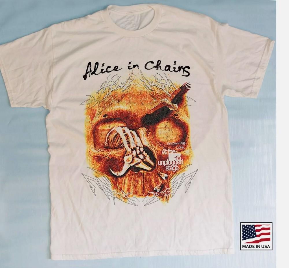 Мужская футболка из плотного хлопка белого цвета Alice in Chains, Размер
