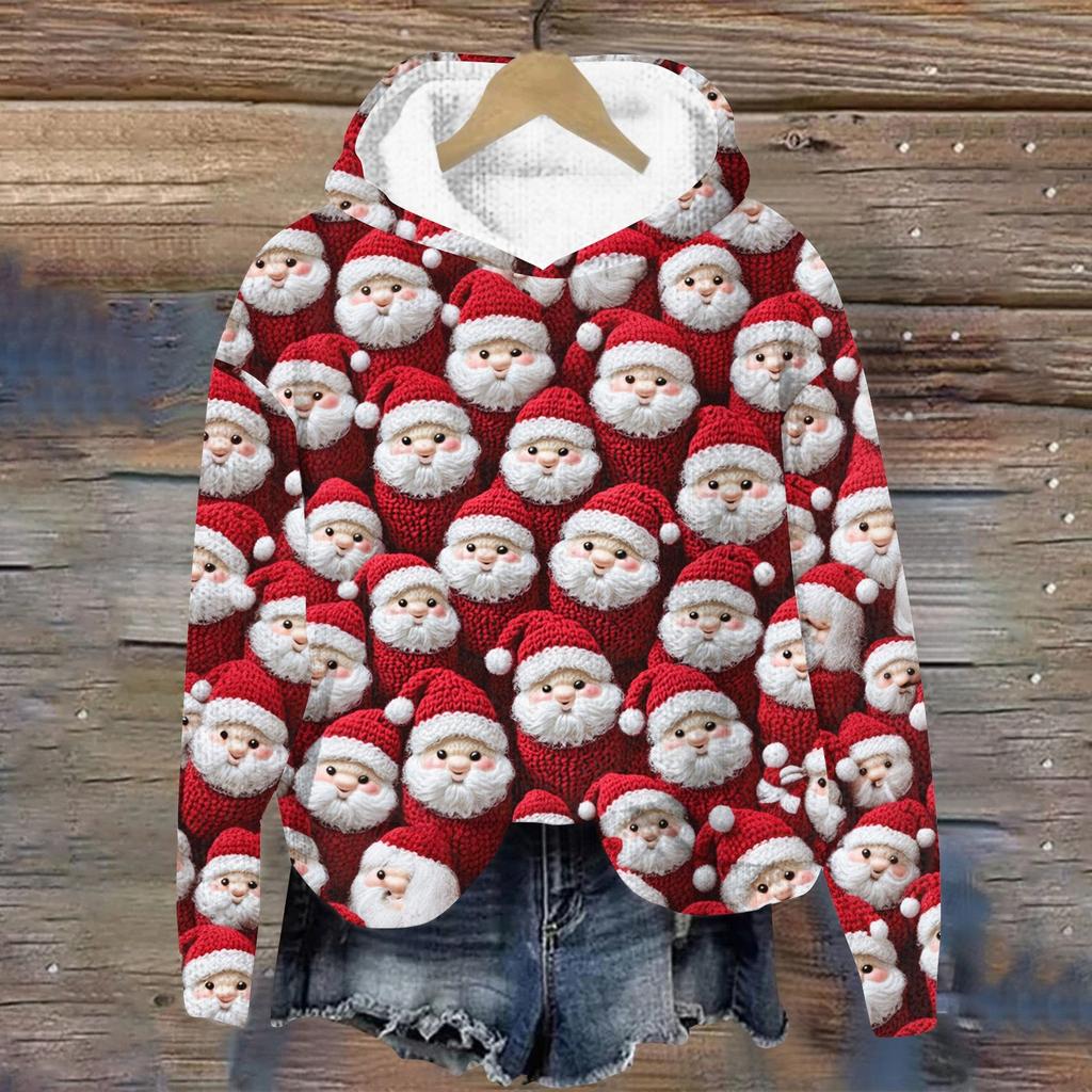 Женская мода повседневная вязанная кофта с длинным рукавом и рождественским принтом