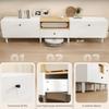 200 cm TV Cabinet for TVs up to 90 Inches, 2 Cabinet Compartments, Open Shelf, Drawer, 8 Legs, Chipboard, White