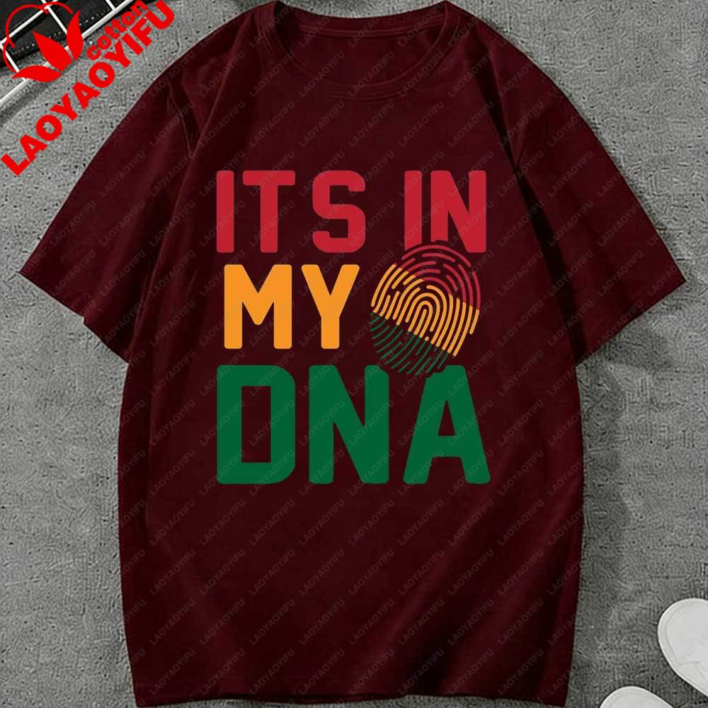 Футболка Juneteenth Its in My DNA для унисекс женщин, мужская, с африканским отпечатком пальца, с коротким рукавом, хлопковые топы для праздника Juneteenth