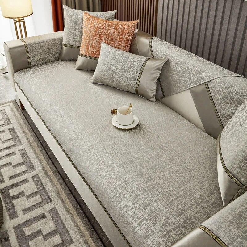 Light Luxury High Precision Jacquard Platinum Sofa Cushion Four Seasons Universal Living Room Anti Slip Sofa Cover