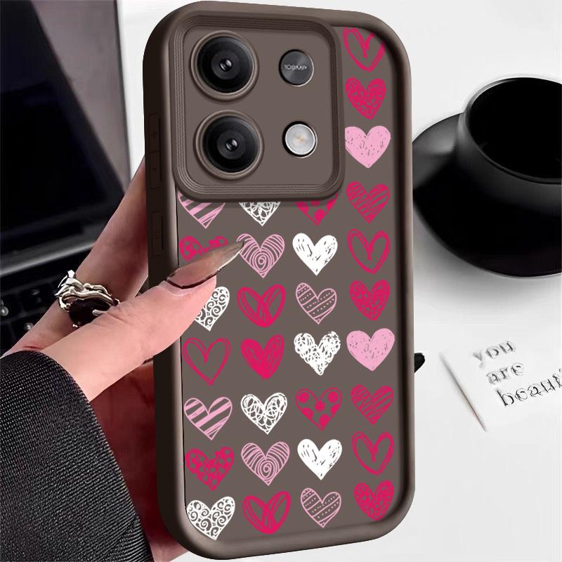 Противоударный чехол с сердечками для телефона Xiaomi 13t 11t Pro Poco F6 X5 X6 M6 Pro Redmi Note 13 12 11 Pro, защитный силиконовый мягкий чехол для объектива