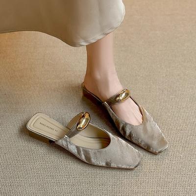 Модный темперамент для верхней одежды, повседневные универсальные туфли Мюли с квадратным носком и толстым каблуком, на одной педали, высококлассные французские повседневные сандалии для женщин