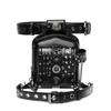 Fashion Rivet Chain Men Waist Packs Unisex Outdoor Riding Equipment Moto & Biker Black Waist Bag