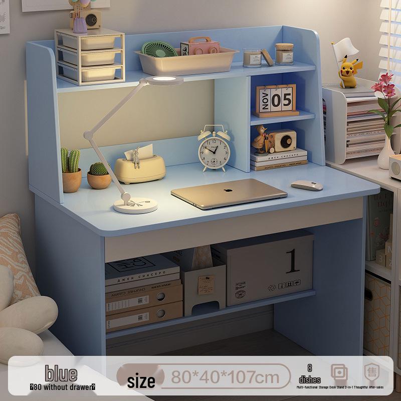 Integrated Desk and Bookshelf Set: Compact Writing Desk & Chair for Bedroom or Small Office.