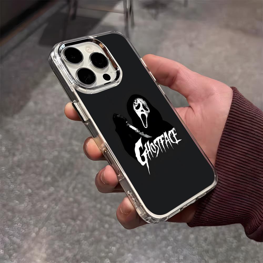 Чехол для телефона на Хэллоуин «Лицо призрака Крик» Для iPhone 17 Air 16 E 15 14 13 12 11 Plus Pro Max Гальванизированный Прозрачный Мягкий Чехол
