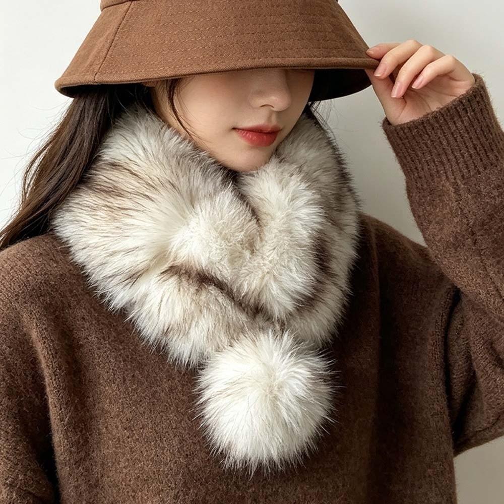 Double Sided Magnetic Fur Scarf Thick Plush Neck Warmer Fluffy Collar Wrap  Office Ladies