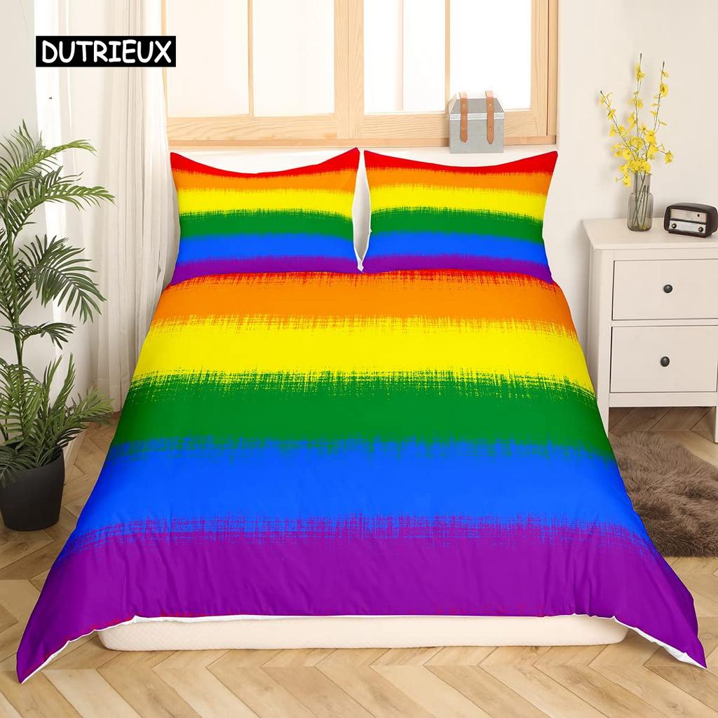 Abstract Rainbow Colorful Bedding Set Queen King Sinlge Duvet Cover Dream Polyester Comforter Covers Pillowcase Soft Bedclothes