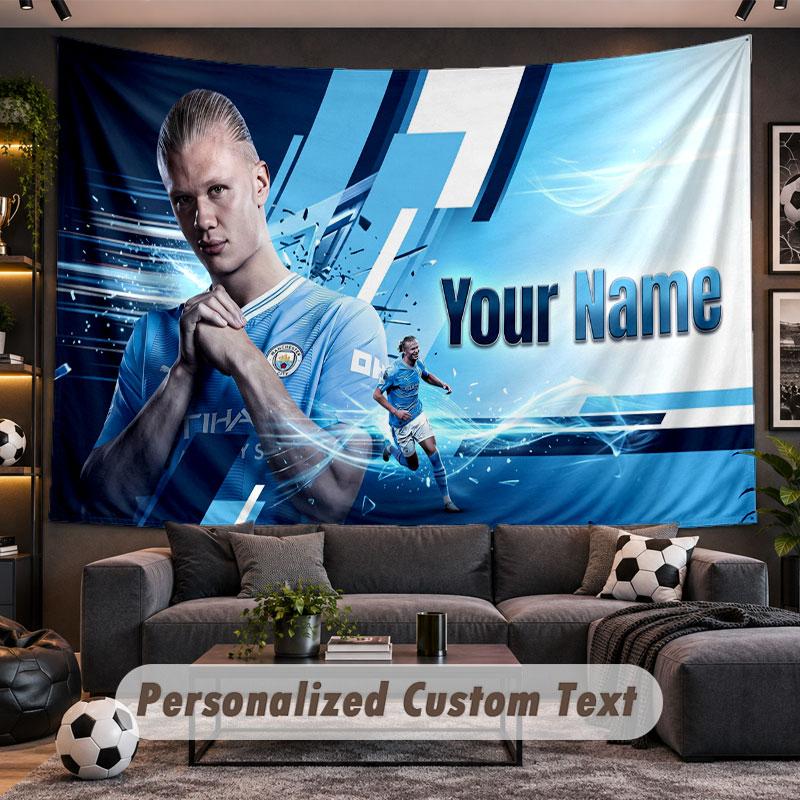 Wall Hanging Tapestry Custom NameErling Haaland Pattern Personalized Printed Fabric Wall Decor