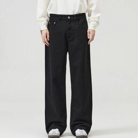 Мужские брюки, однотонные, прямые, широкие брюки в стиле ретро с карманами, брюки на молнии для повседневной носки, дома, уличной одежды, спорта