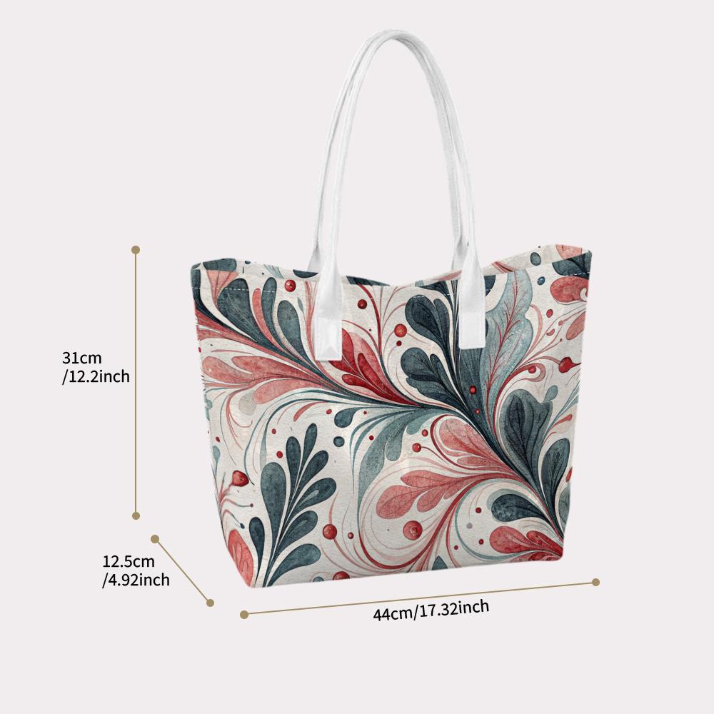 Elegant Floral Pattern Tote Bag Stylish Casual Daily Carry Handbag for Ladies