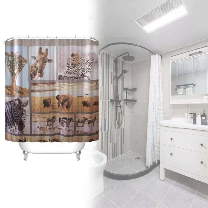 Waterproof Peva Bathroom Curtain Animal Design Long Giraffe Zebra For Living Space