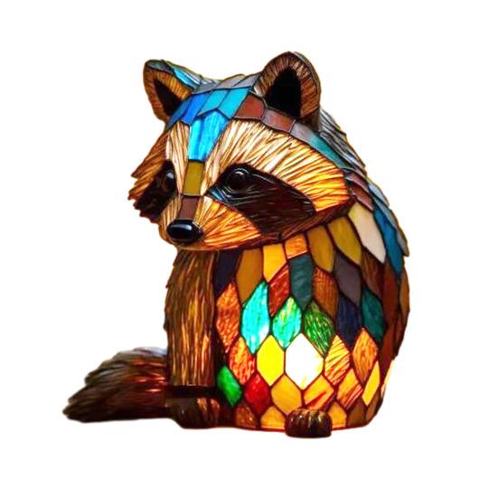 Ретро Витражная Полимерная Настольная Лампа Животное Винтажный Стиль Лампа Прикроватная в Форме Животного Маленький Декоративный Ночник для Спальни Детской Домашнего Декора