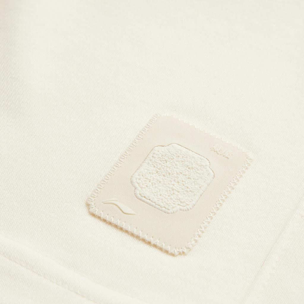 Li Ning Sports Trend Series Solid Color Mid Waist Drawstring Comfortable Breathable Straight Leg Casual Shorts Men Shorts Off-White AKSU235-12