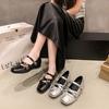 Mary Jane Silver Bow Small Single Shoes Women's 2025 New Leather with Skirt French Light Mouth Flat Ballet Shoes