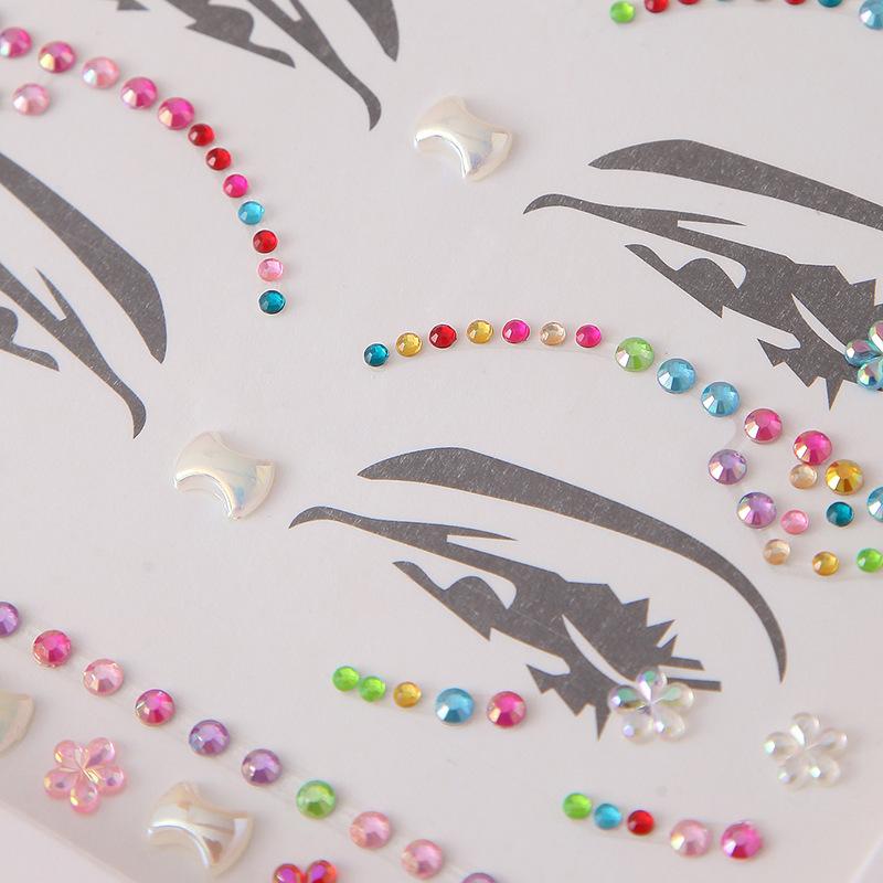 Disposable DIY Acrylic Rhinestones Pearl Tattoo Stickers Masquerade Makeup Face Decoration Girls Diamond Forehead Eyes Stickers