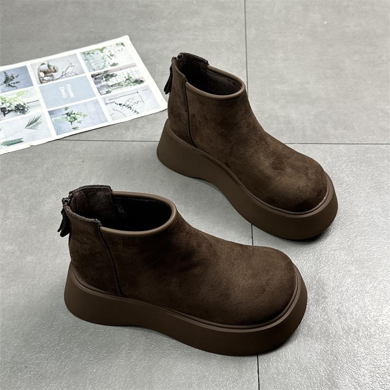 Ботинки Martin с толстой подошвой и большим голенищем, женские, новинка 2024 года, бархатные, короткие, с дышащей подошвой, Chelsea, прилив