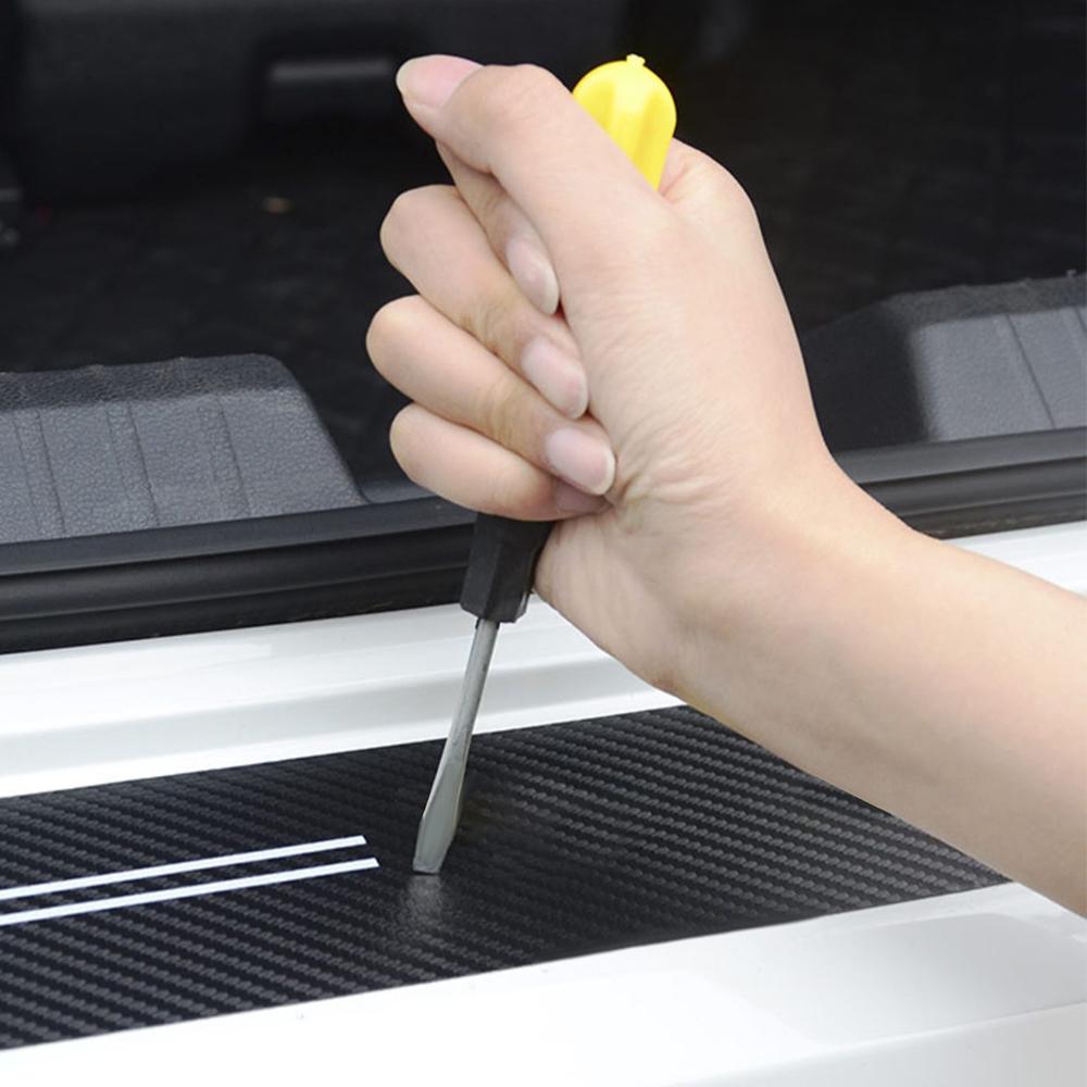 4PCS Car Door Sill Protector Plate PU Leather Carbon Fiber Threshold Anti-Scratch Bumper Valve Cap for VW Rline Golf 6 Beetle CC