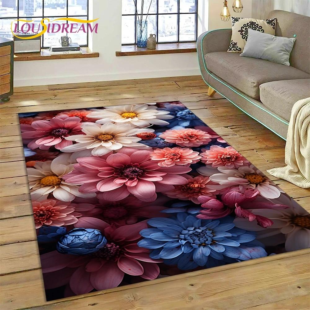 3D Dream Sun Flowers Nordic Daisy Rug Ковер для гостиной Спальня Домашний декор, Нескользящее украшение для дивана Коврик Подарки для детей