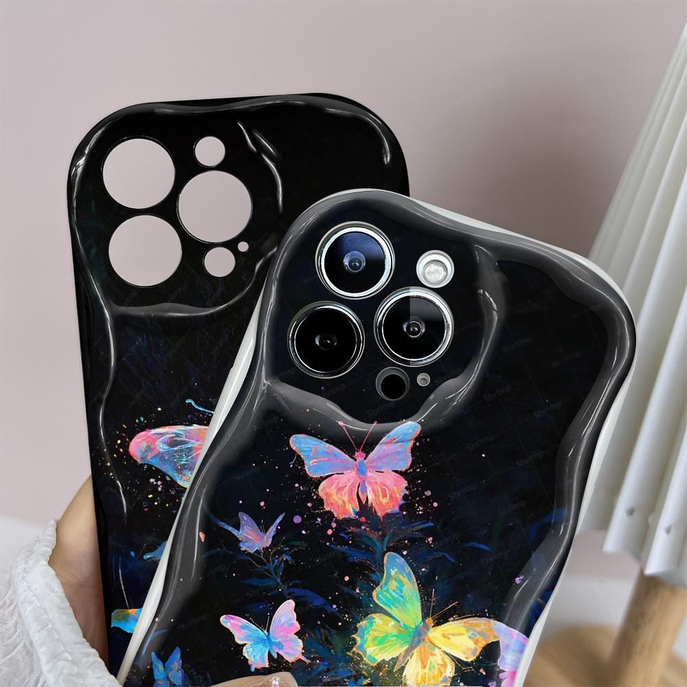 Для Honor 90 Lite P30 Pro Infinix Hot 30 40 40i 40 Pro Smart 8 Pro Vivo V29e V30e Мечтательный красочные бабочки волнистый край мягкий силиконовый чехол для телефона