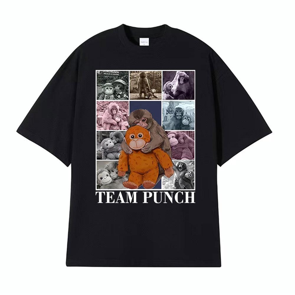Baby Cute Monkey Punch Graphic Funny T Shirts Unisex Harajuku Summer Short Sleeve T Shirt Men Cotton Crewneck Tshirt Streetwear