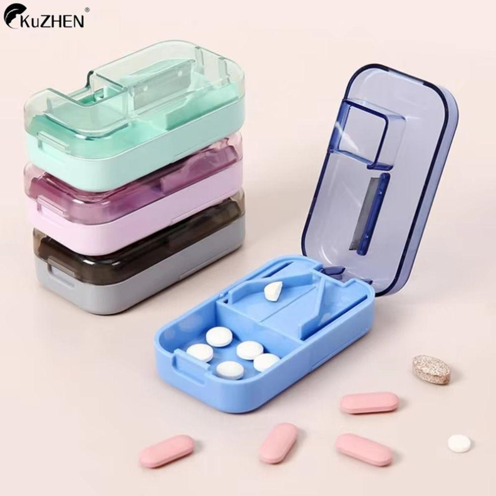 Dustproof Pill Cutter Storage Box Drug Tablet Crusher Pill Cutter  for Small or Large Pills