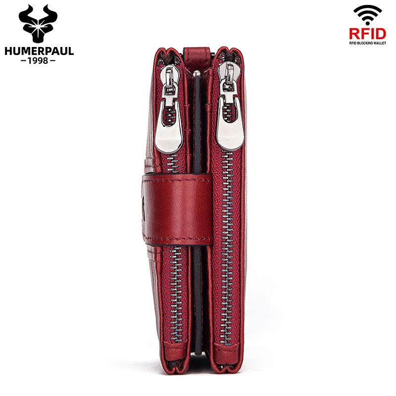 Humerpaul Кошельки женские из натуральной кожи RFID, маленькие, короткие, держатели для карт с цепочкой для монет, мужские, качественные