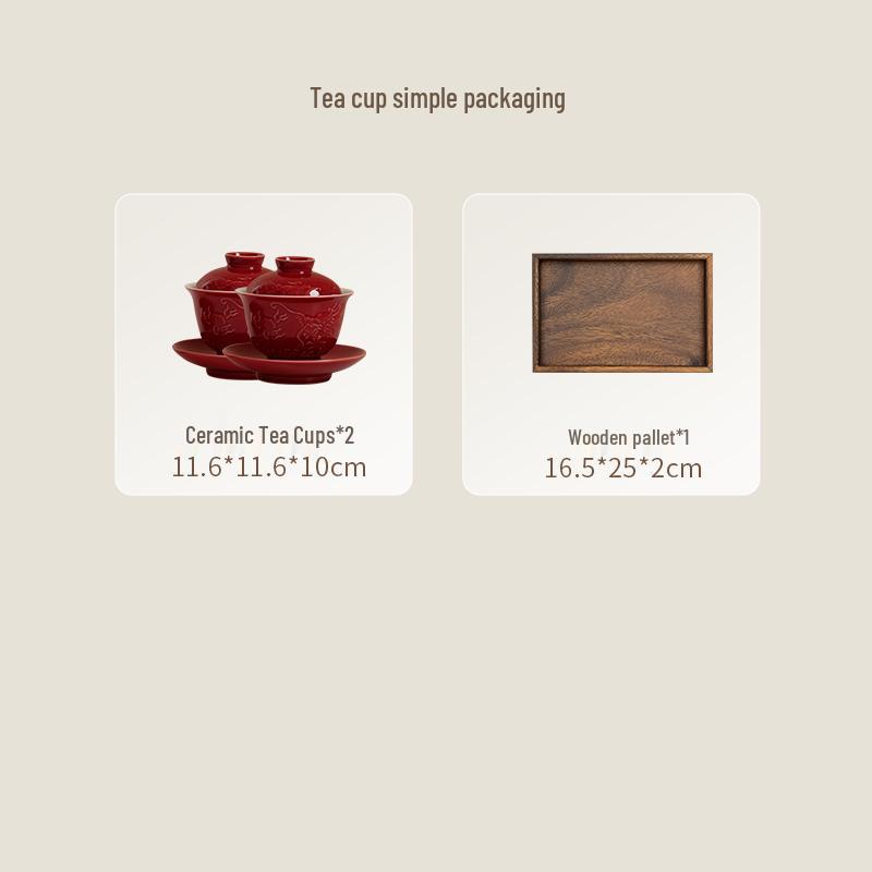 Red Wedding Tea Cup Set with Tray - Perfect for New Wedding Gifts and Supplies