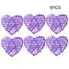 6Pcs DIY Decorative Heart Shaped Rattan Ball Ornament Wedding Party Decoration (Purple)