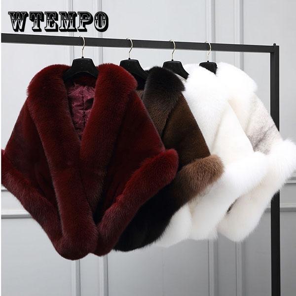 Faux Fur Shawl Women Imitation Fox Fur Dress Capes Thick Warm Short Furry Coat Luxury and Wealth Autumn Winter